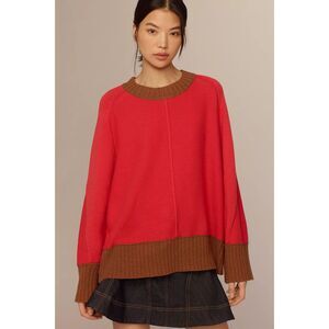 Anthropologie Maeve Chandler Crew-Neck Relaxed Pullover Sweater Boho Cozy Sz XS